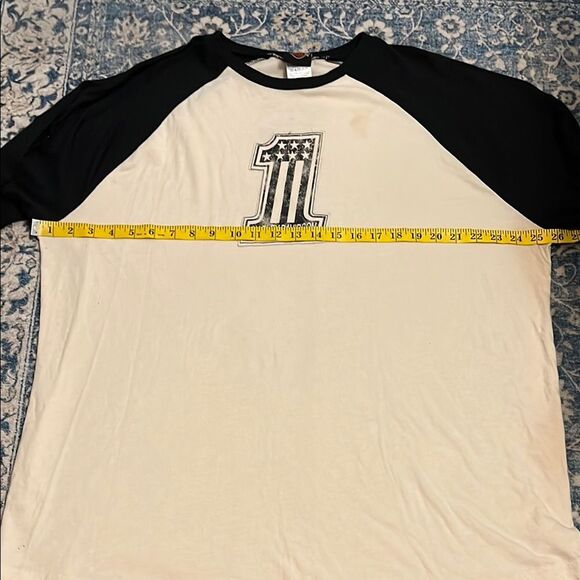 Harley-Davidson Black Cream Number 1 One Pullover Raglan Casual Shirt - Picture 10 of 11